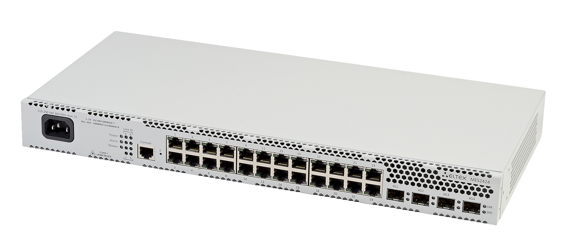 Ethernet-коммутатор MES2424, 24x1G RJ45 + 4x1G/10G SFP+, L3, 48V DC